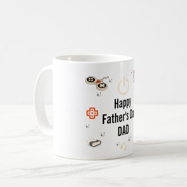Glad fadersdag Gamer Pappa Citat Kaffemugg (Framsida vänster)