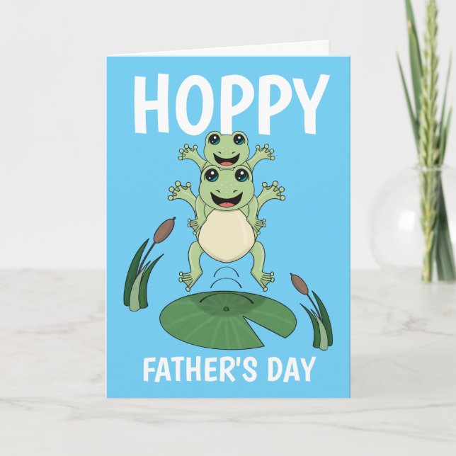 Glad fadersdag Hoppande Grodor Kort (Framsida)