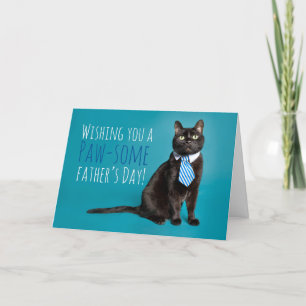 Glad fadersdag Katt i slips Humor  Helgkort