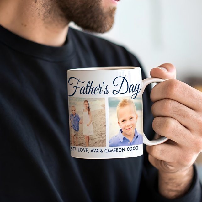 Glad fadersdag Marinmanus Fotokollage Kaffemugg (Skapare uppladdad)