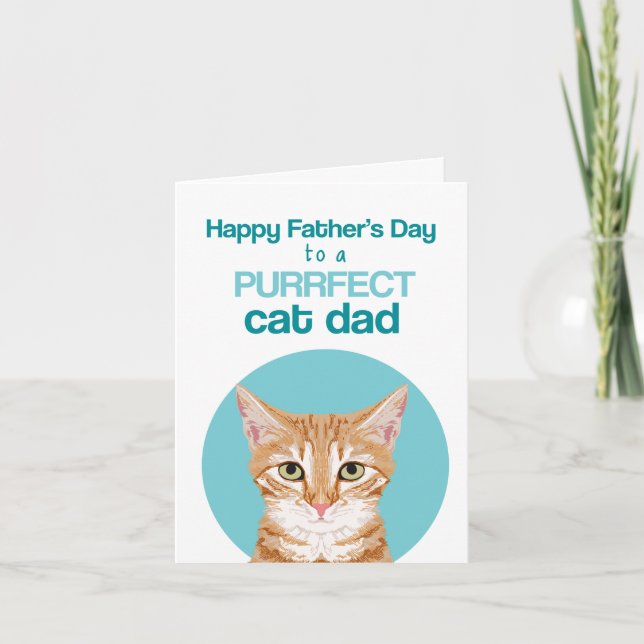 Glad fadersdag orange tabby katt kort (Framsida)