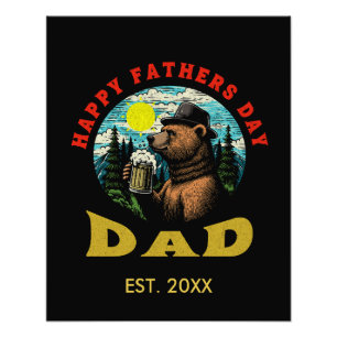 Glad fadersdag pappa Ölbryggare Björn Utomhus Fototryck