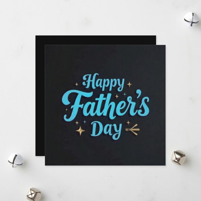 Glad fadersdag Platt semesterkort Julkort (Happy Father's Day text in stylized blue lettering!)