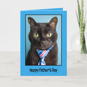 Glad fadersdag Svart katt i slips Helgkort