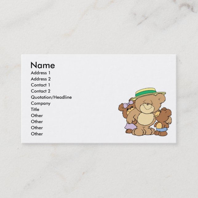 glad fadersdag teddybjörnar design visitkort (Framsida)