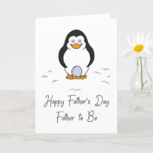 Glad fadersdag till blivande pappa pingvin med ägg