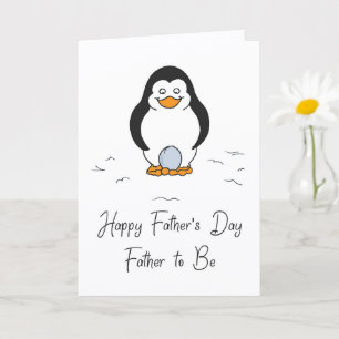 Glad fadersdag till blivande pappa pingvin med ägg kort