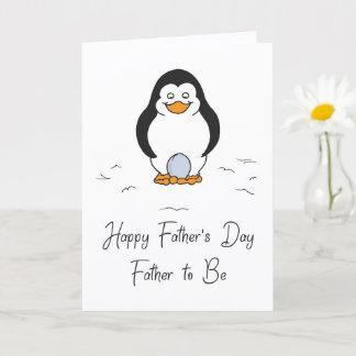 Glad fadersdag till blivande pappa pingvin med ägg kort