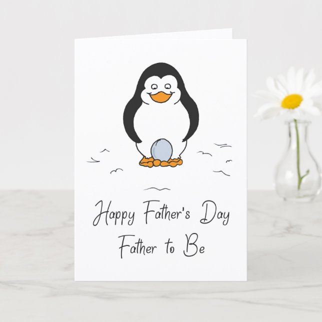 Glad fadersdag till blivande pappa pingvin med ägg kort (Liten växt)
