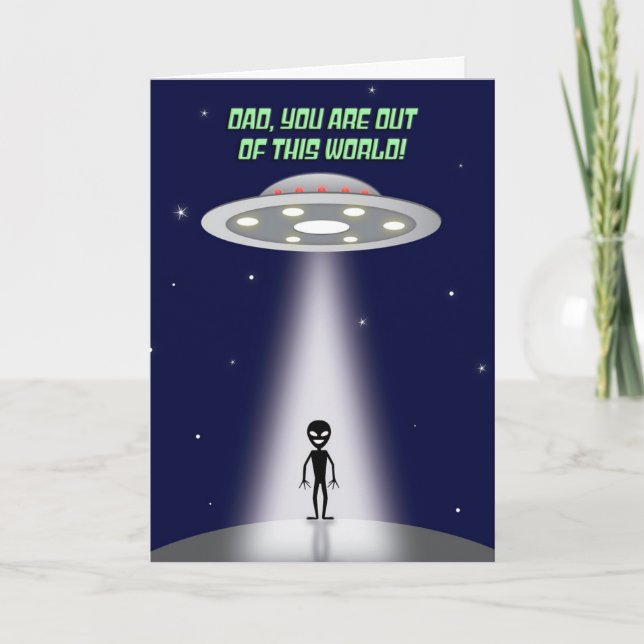 Glad fadersdag Utanför denna världen UFO Utomjordi Helgkort (Framsida)