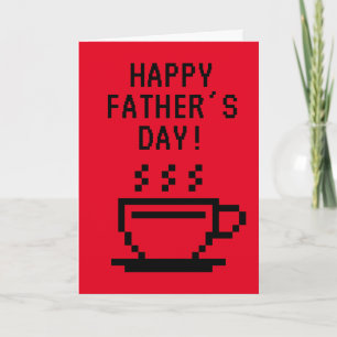 Glad fadersdagskort med pixelart-coffee kopp kort