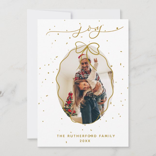 Glad Falsk-Guld Julig Fotografi Jul Julkort (Framsida)