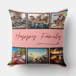 Glad familj anpassad fotokollage kudde