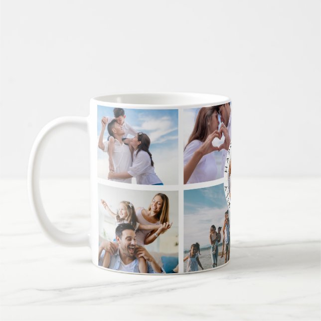 Glad familj Foto Collage Mugg – Anpassningsbar pre (Vänster)