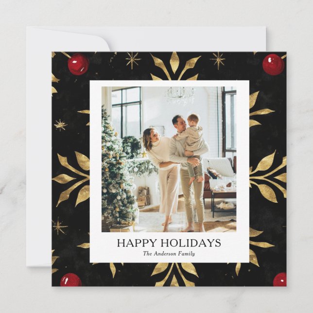 glad familj Holiday Foto Kort modern elegant (Framsida)