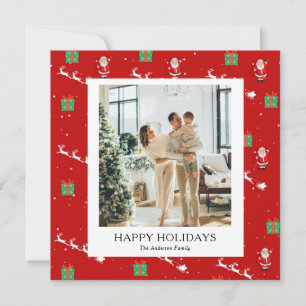 glad familj Holiday Fotokort modern elegant Julkort