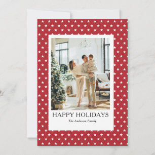 Glad familj Holiday Fotokort röd modern enkel Julkort