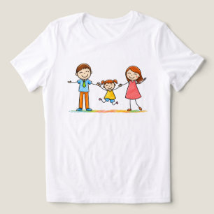 Glad Familj Lycka Minimalist T‑Shirt T Shirt