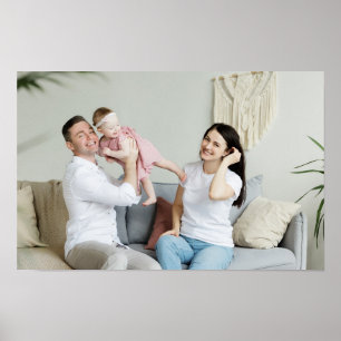 Glad familj Personlig anpassad fotoaffisch Poster