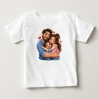 Glad Familjekram – Söt 3D Tecknad Familjedesign T Shirt