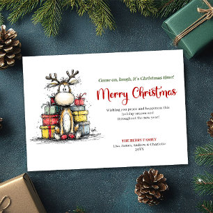 Glad Fantasifull Julbock Julhälsningskort Julkort