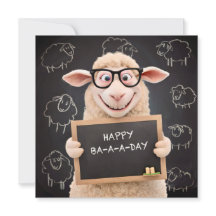 Glad Fårfödelsedag Rolig Får Platt Greetingkort