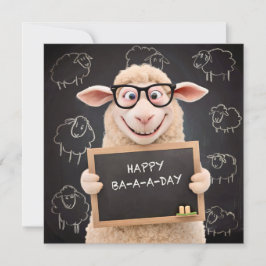 Glad Fårfödelsedag Rolig Får Platt Greetingkort Kort