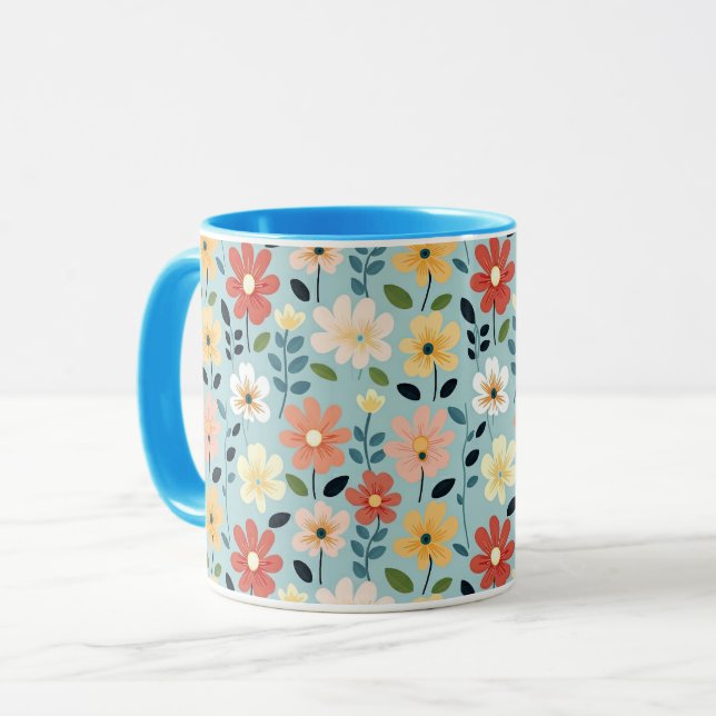 Glad Färgrik Småblommig Mugg (Framsida vänster)