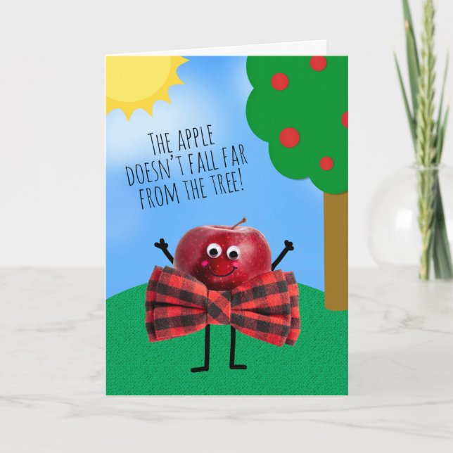 Glad fars dag Äpplet faller inte långt  Helgkort (Framsida)