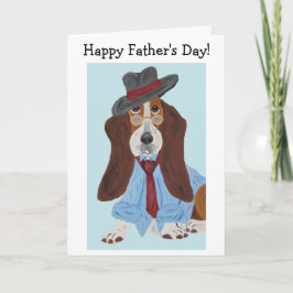 Glad fars dag Basset Hound i skjorta och slips Kort