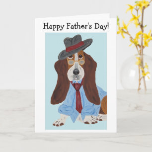 Glad fars dag Basset Hound i skjorta och slips Kort