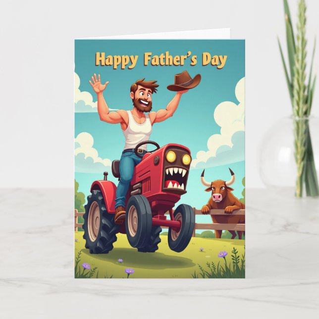 Glad fars dag Bondgårds scen kort (Framsida)