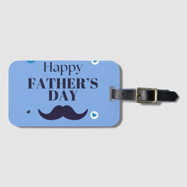 Glad fars dag – Design med mustasch och hjärta Bagagebricka (Framsida horisontal)