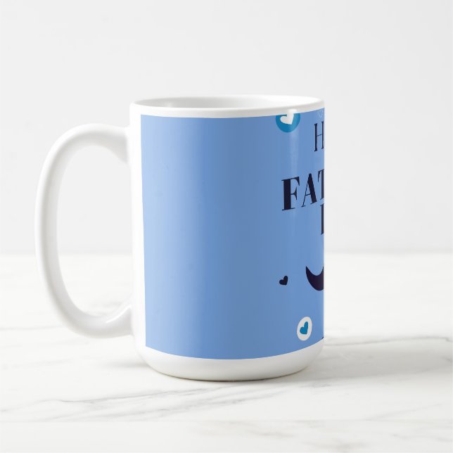 Glad fars dag – Design med mustasch och hjärta Kaffemugg (Vänster)