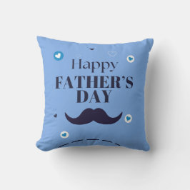 Glad fars dag – Design med mustasch och hjärta Kudde