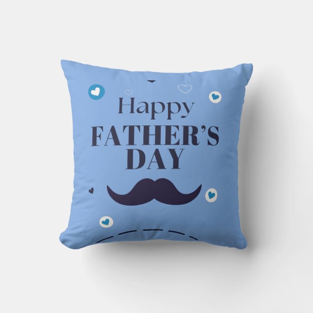 Glad fars dag – Design med mustasch och hjärta Kudde (Framsida)