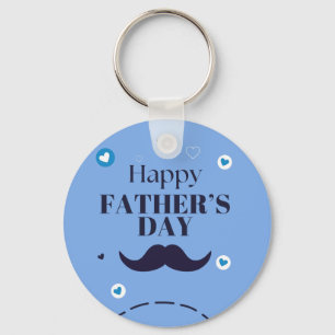 Glad fars dag – Design med mustasch och hjärtan Nyckelring