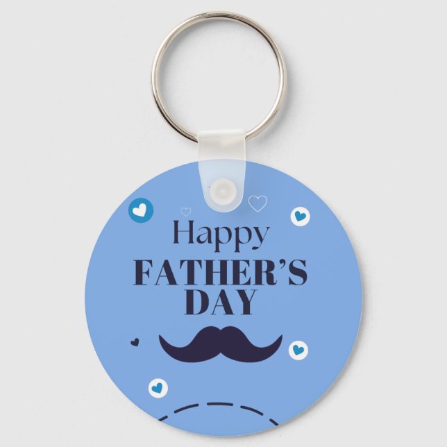 Glad fars dag – Design med mustasch och hjärtan Nyckelring (Framsida)