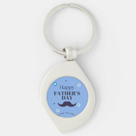 Glad fars dag – Design med mustasch och hjärtan Swirl Silverfärgad Nyckelring
