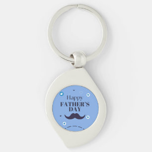 Glad fars dag – Design med mustasch och hjärtan Swirl Silverfärgad Nyckelring