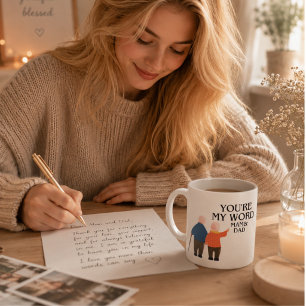 Glad fars dag Du är min värld Mamma och Pappa Gia Jumbo Mugg