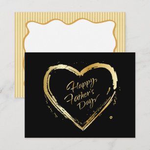 Glad fars dag! Elegant Guld Hjärtan Kalligrafi Anteckningskort