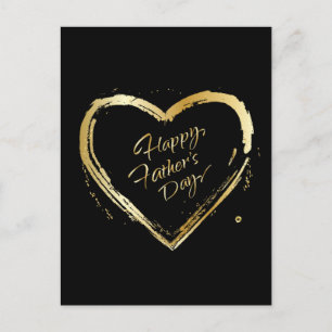 Glad fars dag! Elegant Guld Hjärtan Kalligrafi Helg Vykort