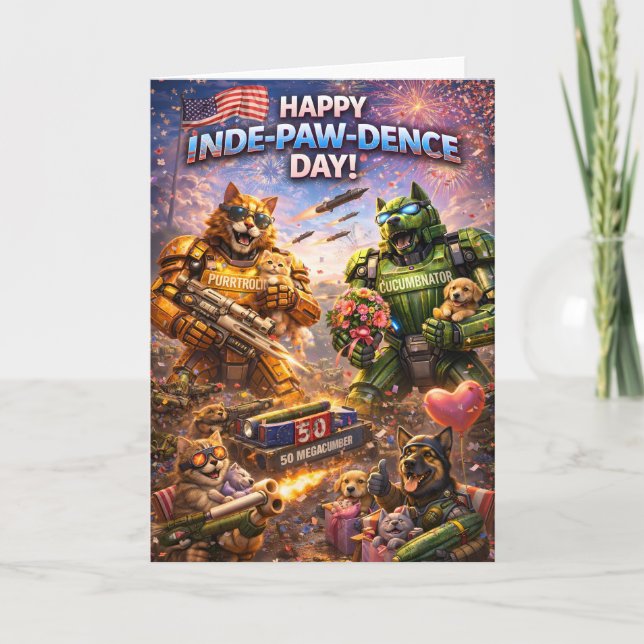Glad fars dag, episk sci-fi fjärde juli kort (Framsida)