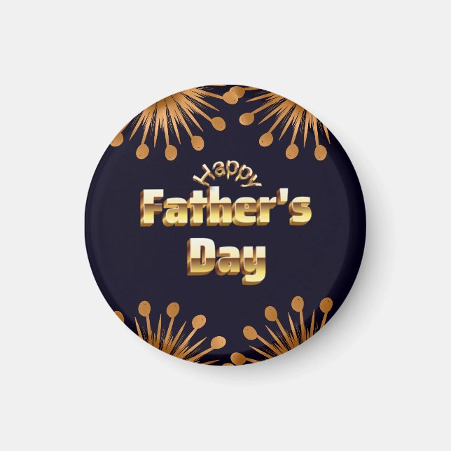 Glad fars dag Fet guld 3D textdesign Magnet (Framsidan)