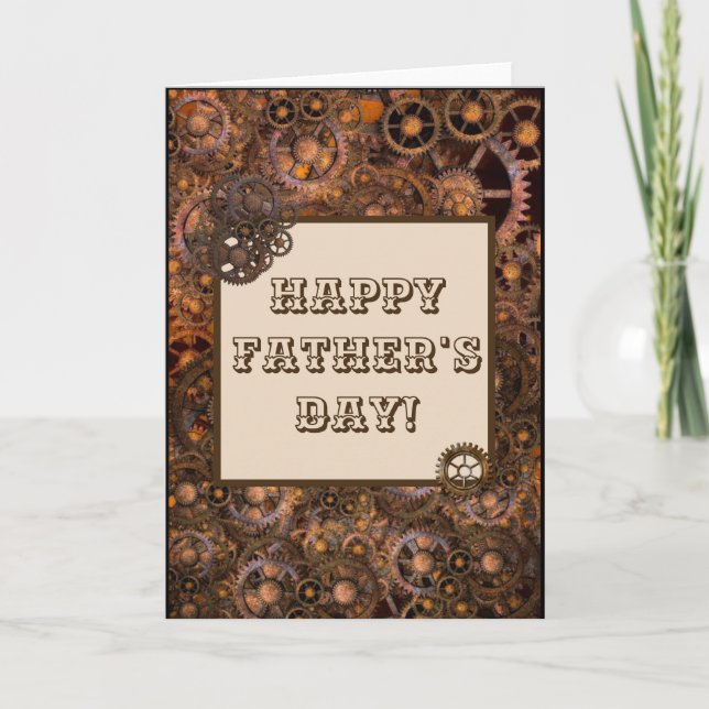 Glad fars dag Gears Steampunk Industriell Kort (Framsida)