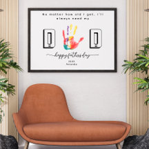 Glad fars dag Handavtryck blomma Konst Poster