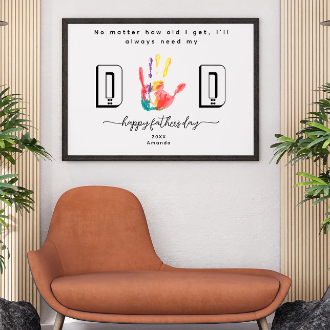 Glad fars dag Handavtryck blomma Konst Poster (Skapare uppladdad)