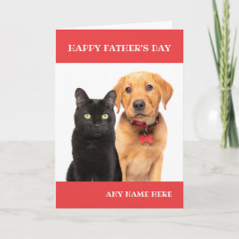 Glad fars dag Katt Anpassat namn Helgkort