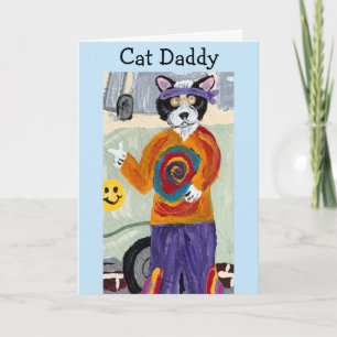 Glad fars dag Kattpappa Hippie Smoking Katt Kort
